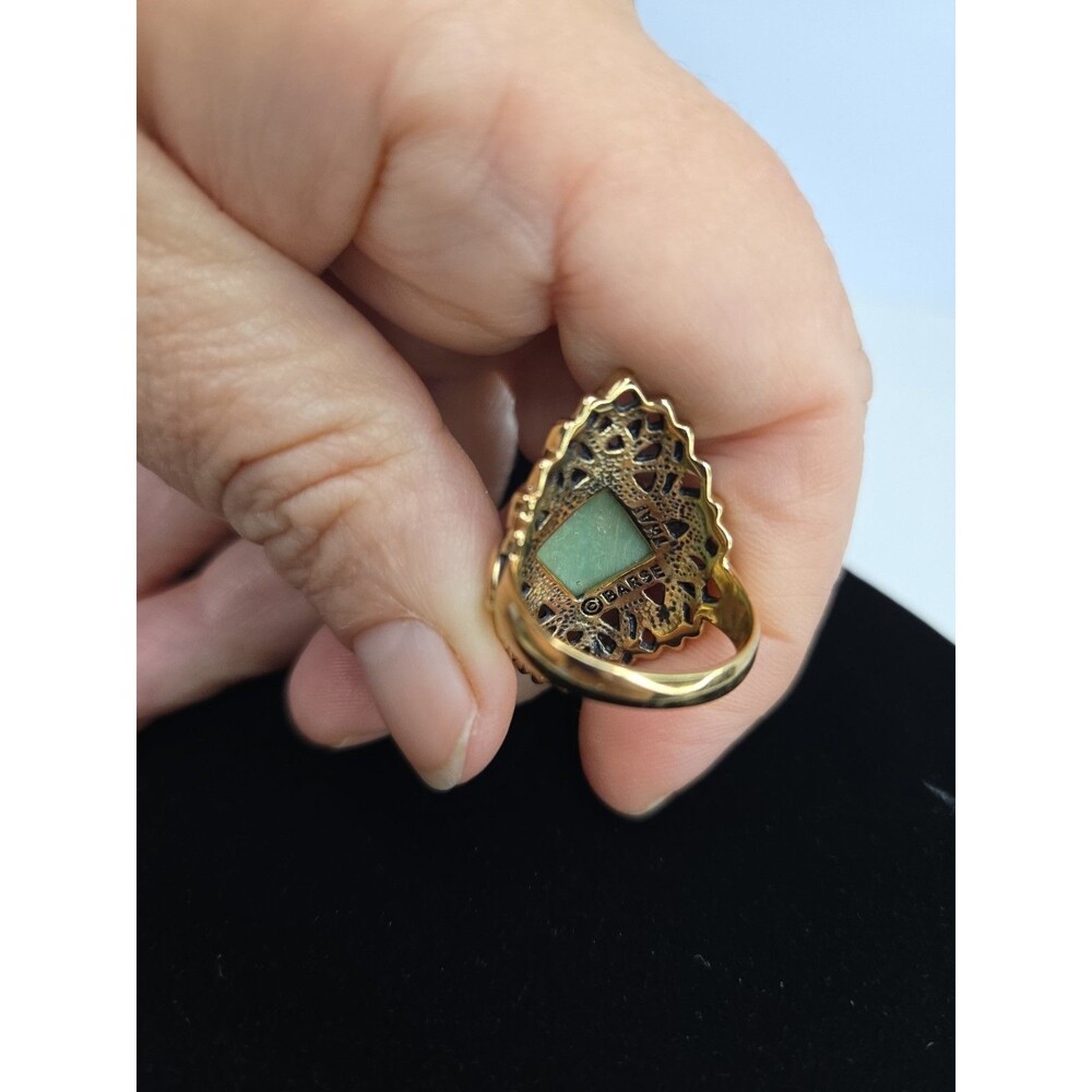 Vintage BARSE Thai Copper Filigree Statement Ring w/Green Turquoise Sz 8 Y2K - Picture 9 of 10